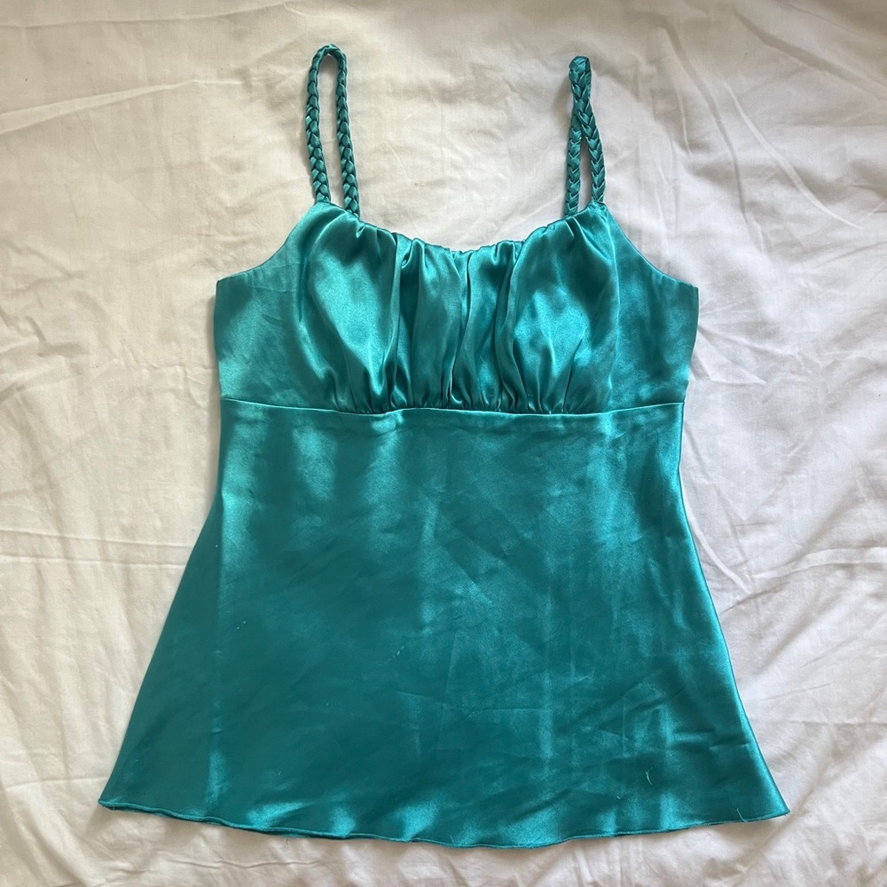 Bwear Teal Satin Cami with Braided Straps